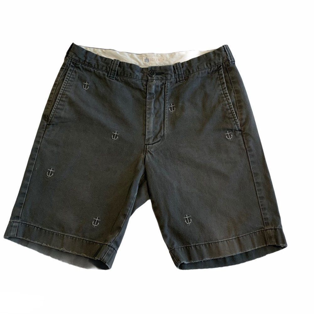 J. Crew Anchor Pattern Flat Front Shorts‎ Men’s Size 30 Grey Chino Shorts